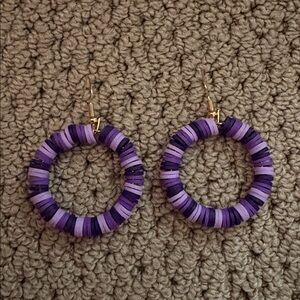 Handmade clay bead earrings, and bracelet